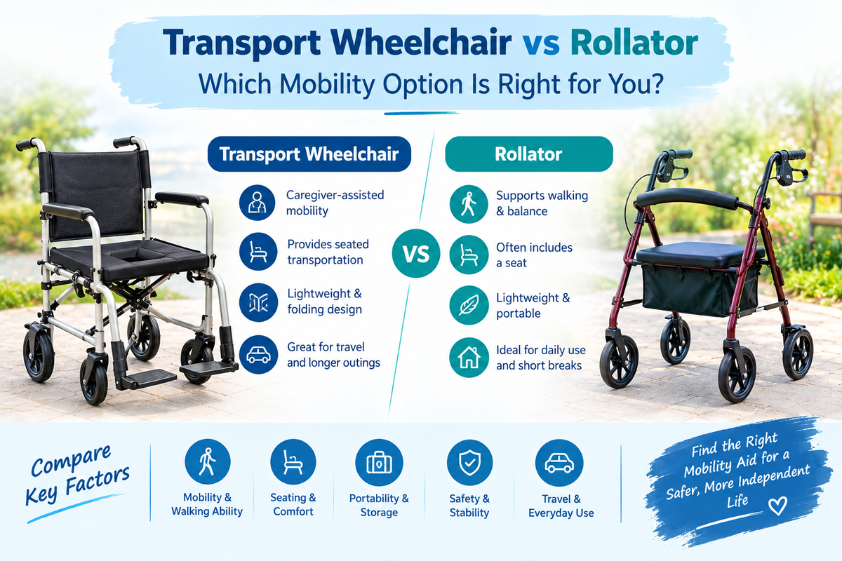 Transport Wheelchair vs Rollator: Which Mobility Option Is Right for You?