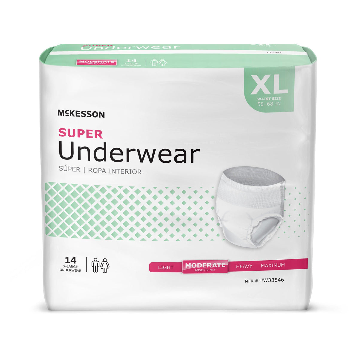 McKesson Super Absorbent Underwear – Moderate Absorbency, Small–X-Large X-Large · Case of 56
