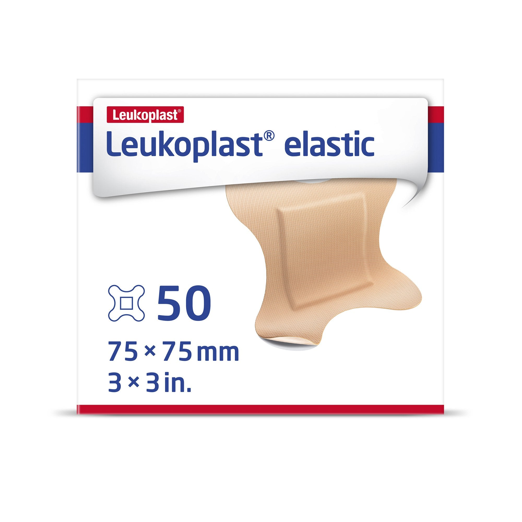 Adhesive Strip Leukoplast Elastic 3 X 3 Inch Cross-Elastic Material 4-Wing Tan Sterile