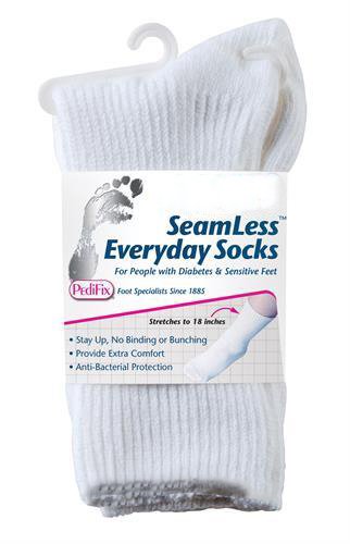 Diabetic Socks SeamLess Calf High Medium / Large White Closed Toe