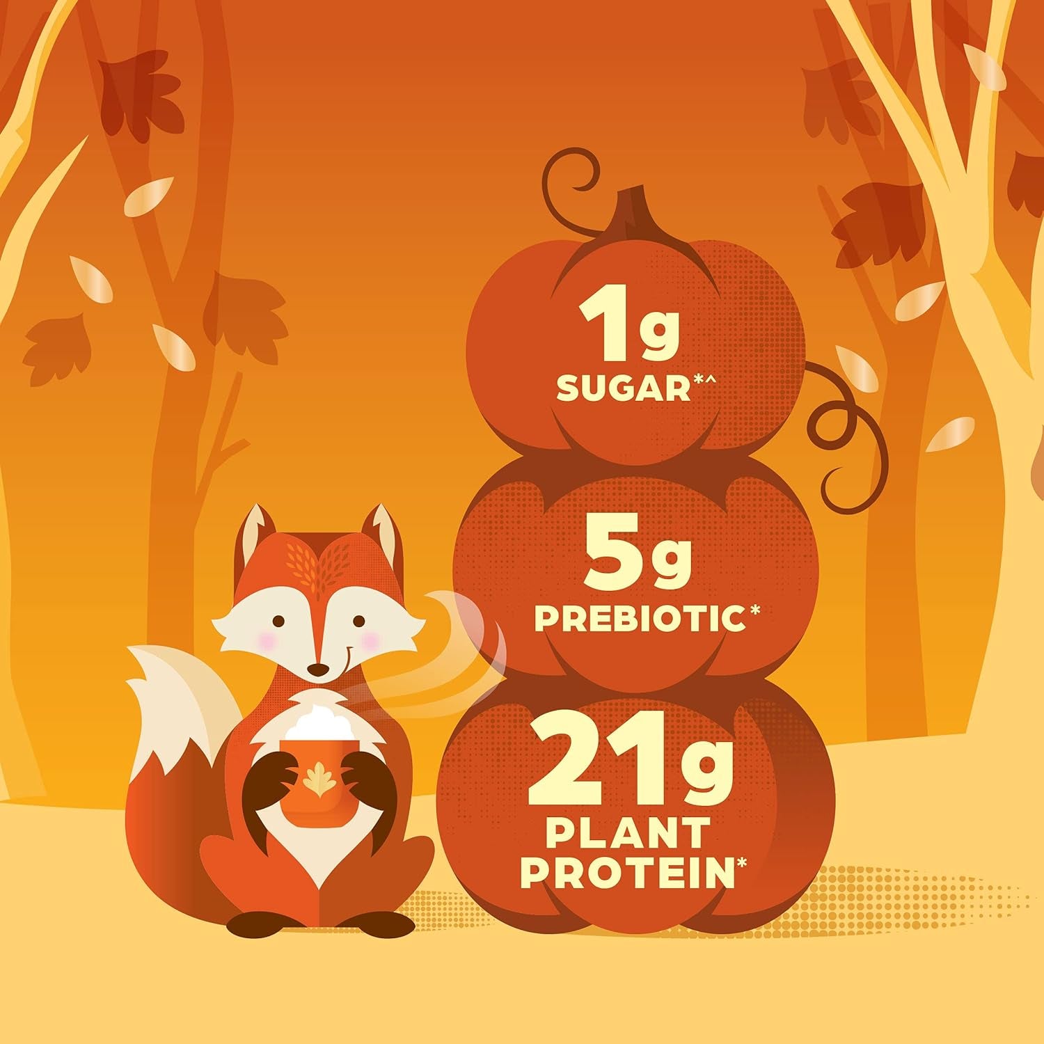 Organic Vegan Protein Powder, Pumpkin Spice Seasonal Flavor   21G of Plant Protein, 5G Prebiotic Fiber, No Lactose Ingredients, No Added Sugar, Non Gmo, for Shakes & Smoothies, 1.02 Lb