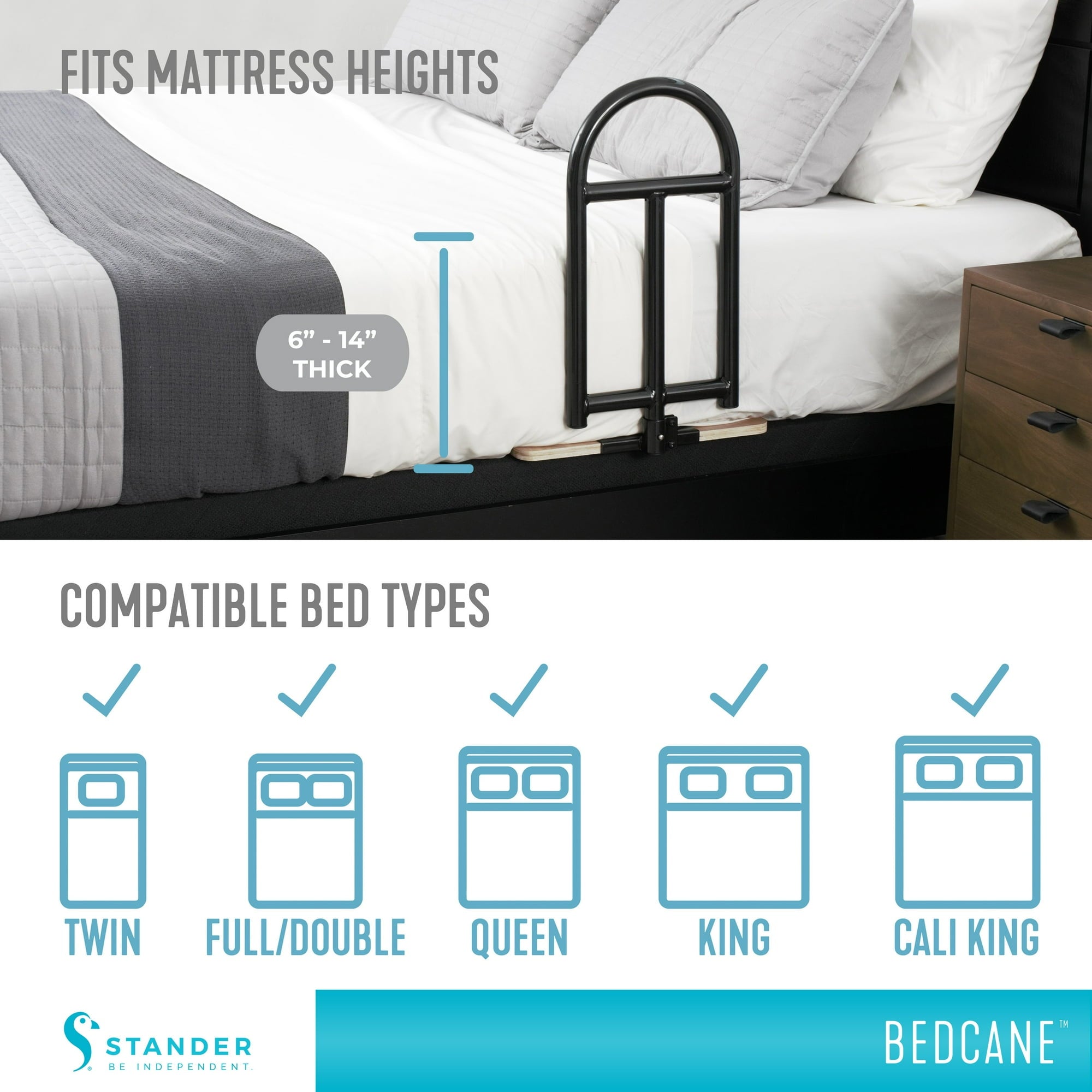 BED CANE With FOUR POCKET ORGANIZER By Stander