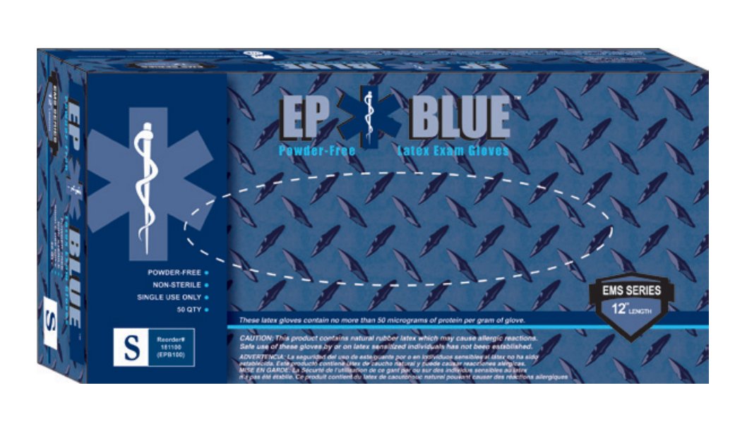 Exam Glove DermAssist EP Blue Medium NonSterile Latex Extended Cuff Length Fully Textured Blue Chemo Tested