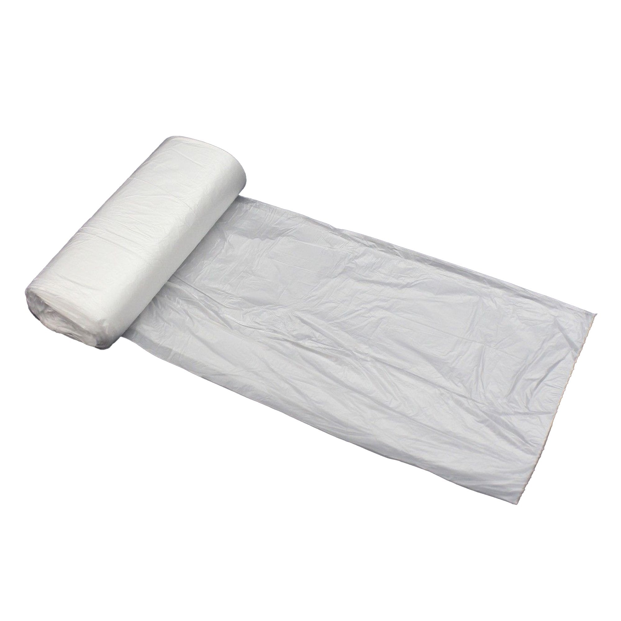 10 gallon white trash bags, flat packed for convenience