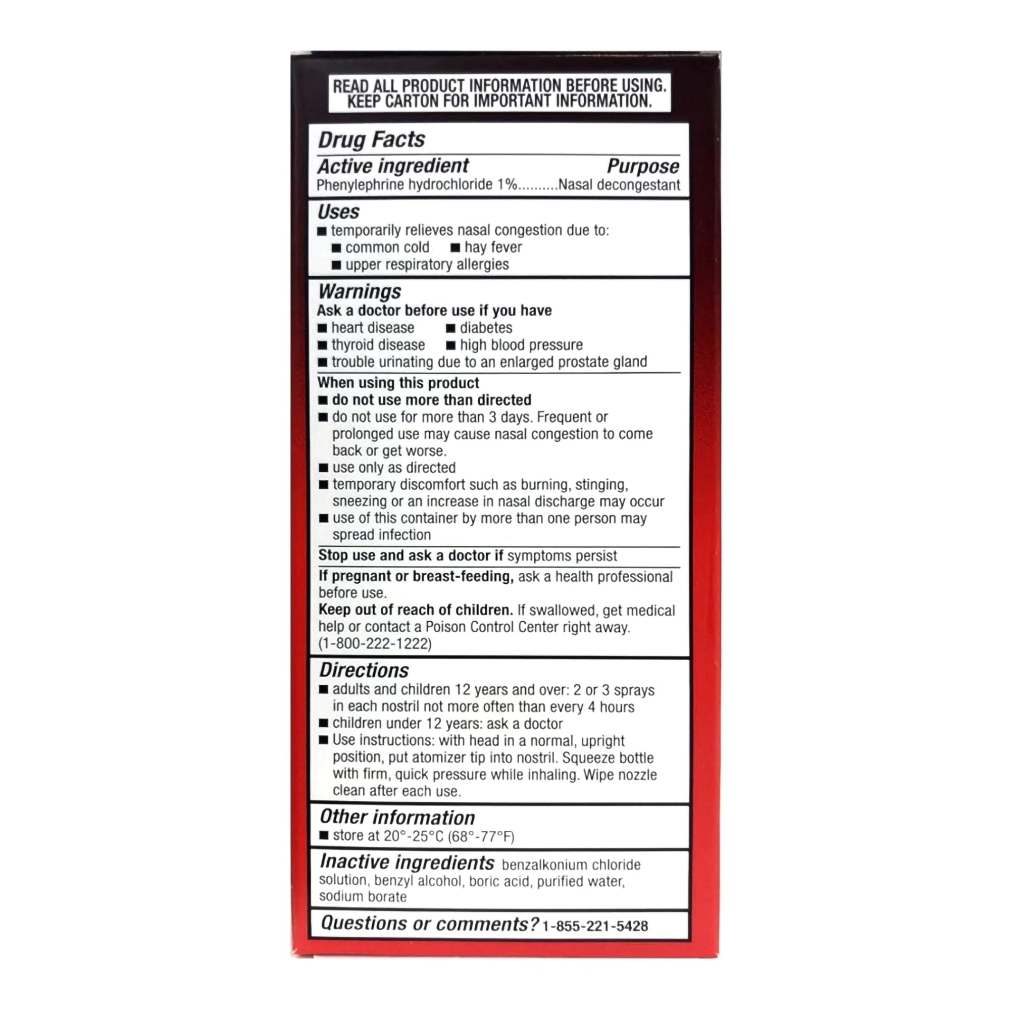 Sinus Relief 4 Way 1% Strength Nasal Spray 1 oz.,Packaging Type- Each