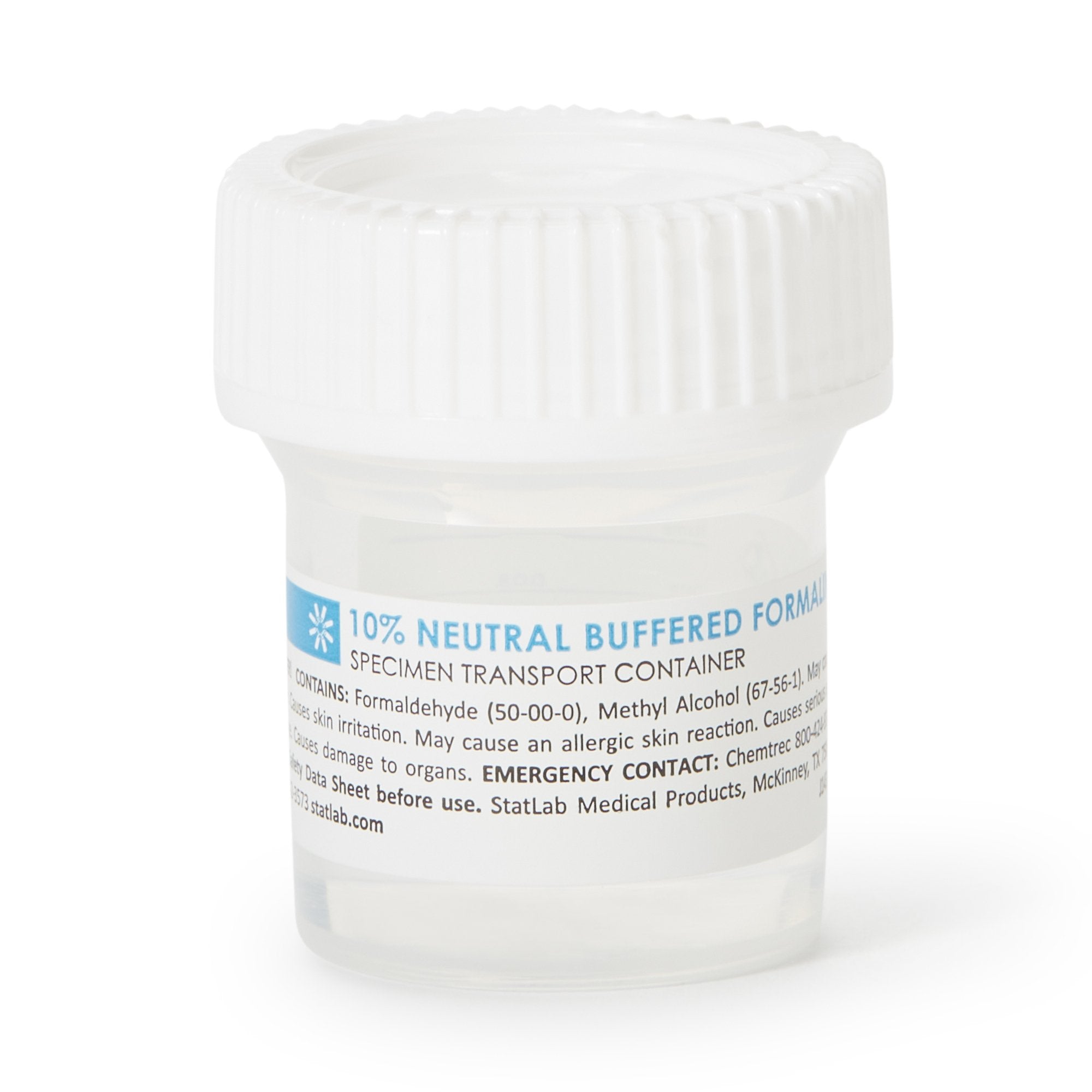 Prefilled Formalin Container StatClick 10 mL Fill in 20 mL (0.67 oz.) Screw Cap Warning Label NonSterile, Packaging Type- Case