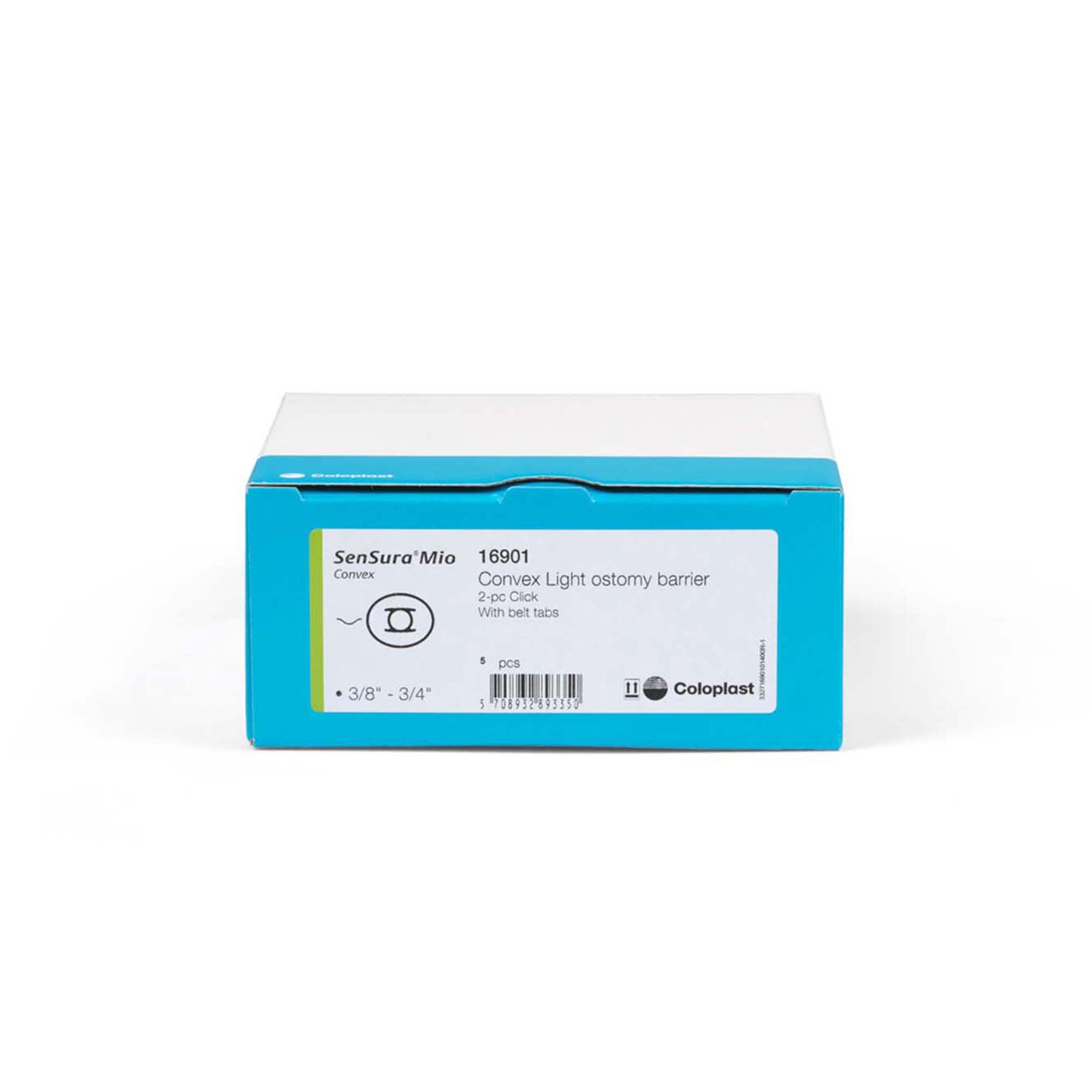 Ostomy Barrier SenSura Mio Click Trim to Fit, Standard Wear Elastic Adhesive 40 mm Flange Green Code System 3/8 to 3/4 Inch Opening,Packaging Type- Box