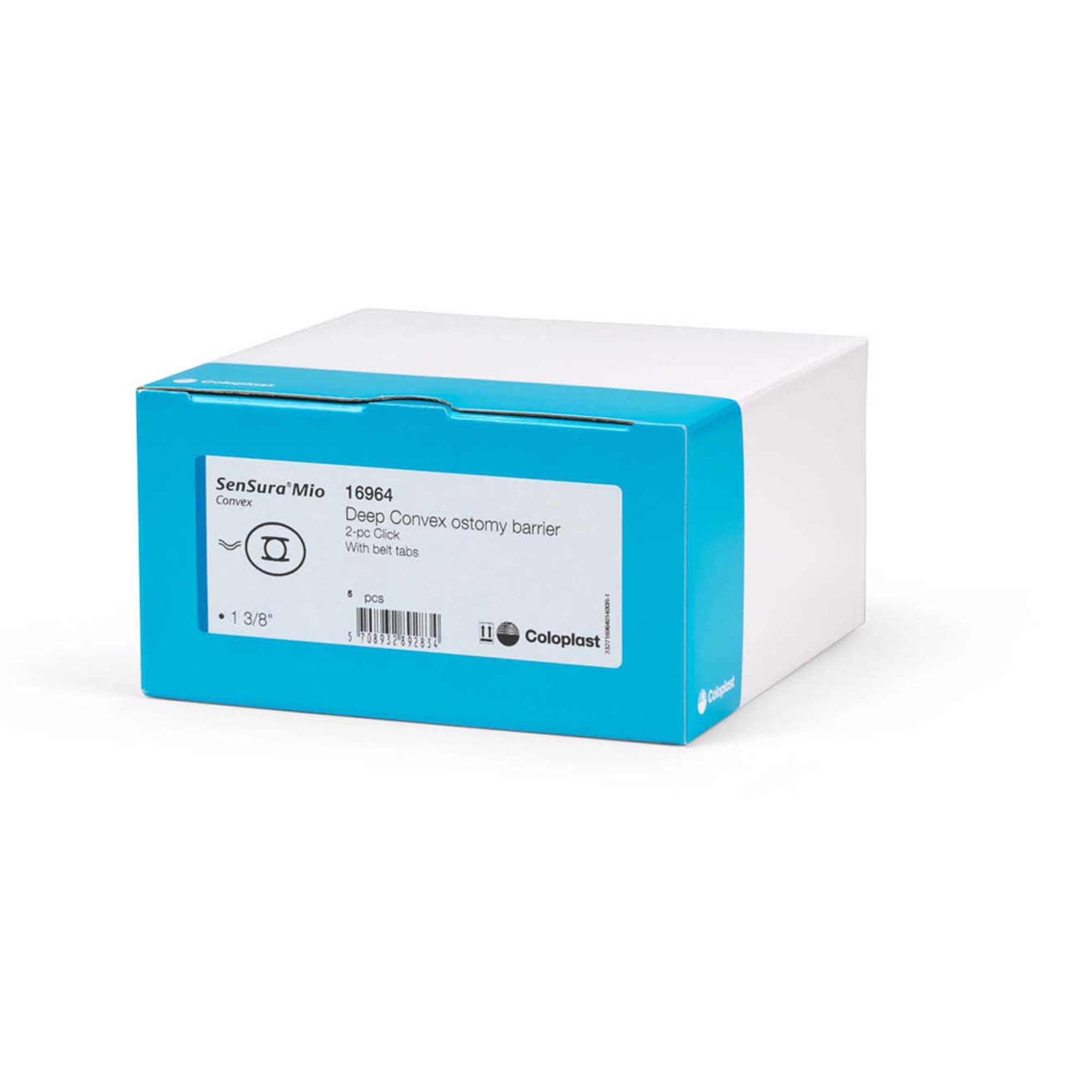 Ostomy Barrier SenSura Mio Click Extended Wear Elastic Adhesive 60 mm Flange Blue Code System 1-3/8 Inch Opening | 5/Box