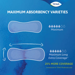 bladder control pad tena sensitive care maximum extra coverage long 15 inch length heavy absorbency dry fast core one size fits most packaging type case