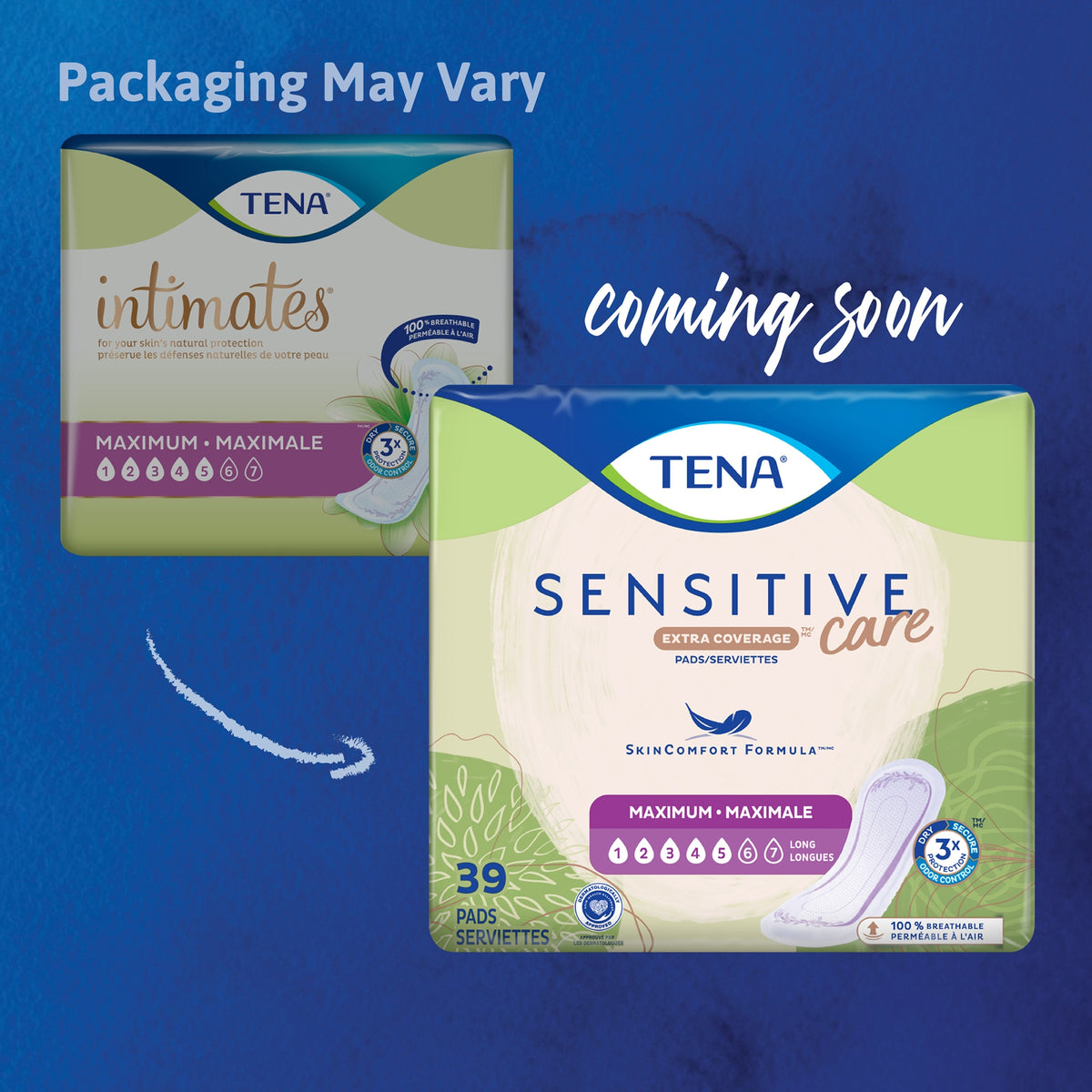 bladder control pad tena sensitive care maximum extra coverage long 15 inch length heavy absorbency dry fast core one size fits most packaging type case