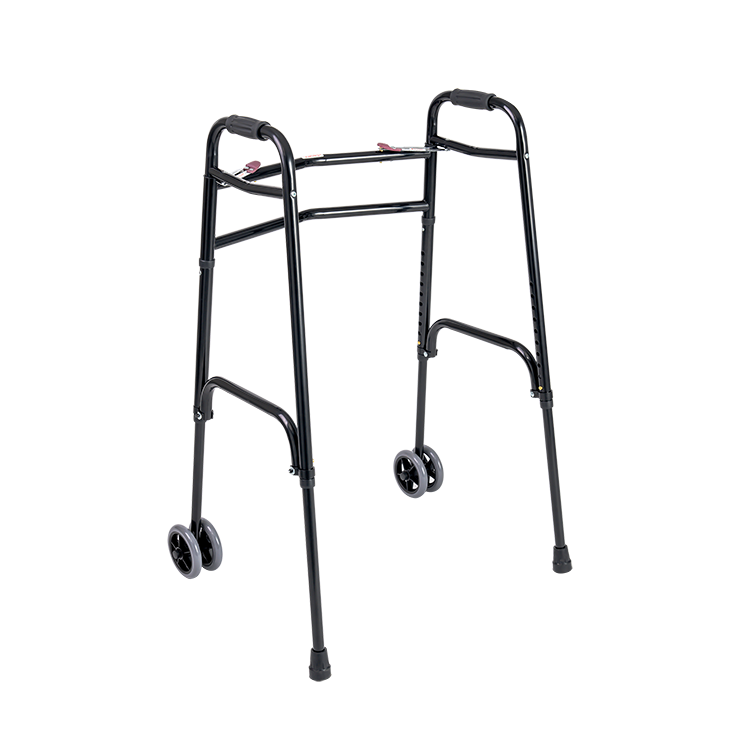 Andador plegable Dynarex con botones de acero y ruedas para adultos