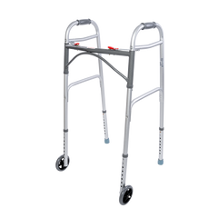 Dynarex Steel Button Folding Walker with Wheels, Adult