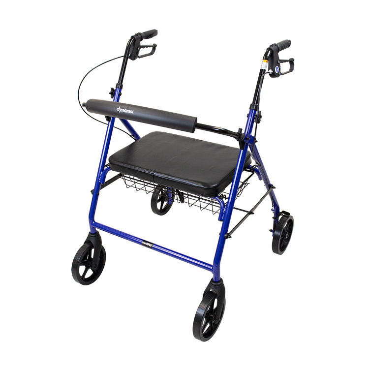 Dynarex 10203 Bariatric with 8inch Caster Wheel Foldable Rollator, Weight Capacity 500lbs, Aluminium Frame Bari+Max Rollator, Blue Color