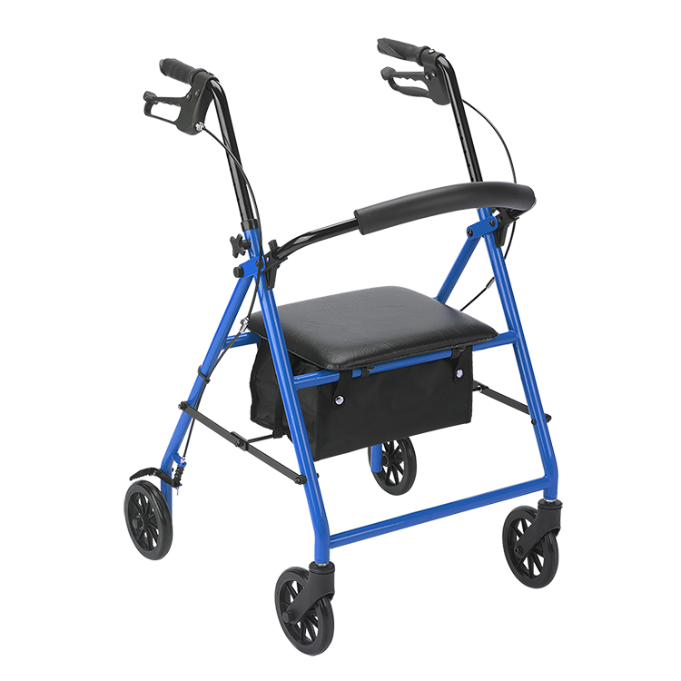 Andador plegable Dynarex DynaGo Advantage con ruedas de 6 pulgadas, capacidad de peso de 300 libras, andador con estructura de acero duradero, disponible en colores azul y rojo, 10205,6