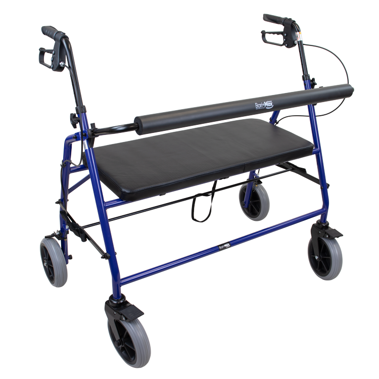 Dynarex Bariatric HD Foldable , Weight Capacity 700lbs Steel Frame Senior or Elderly Blue Bari+Max Rollator, 10217