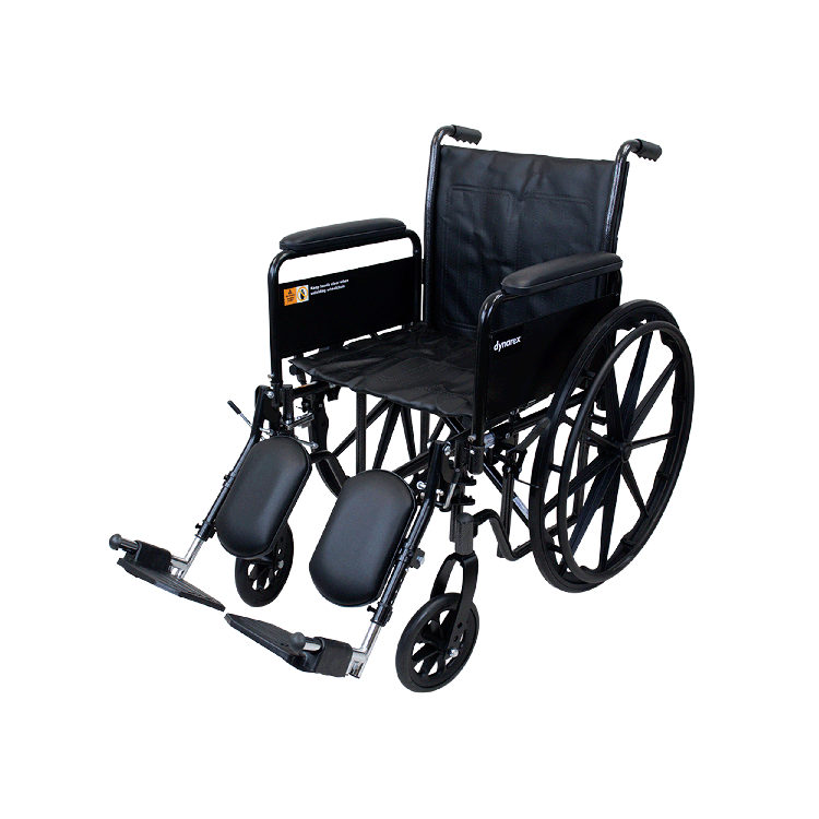 Dynarex S2 Wheelchair with Full Length Arm and Elevating Leg rest ,8" Front 24" Back Wheels ,250 lbs Weight Capacity ,18" x 16" ,10225