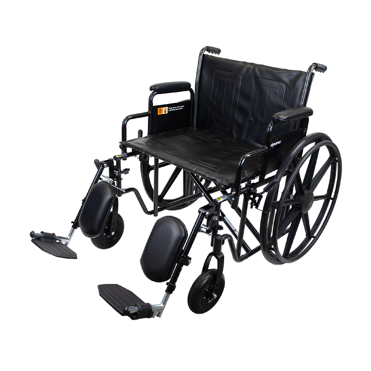 Dynarex Bari+Max Wheelchair with Detachable desk-length and Elevating Leg rest ,8" Front 24" Back Wheels ,500 lbs Weight Capacity ,24" x 18" ,10234