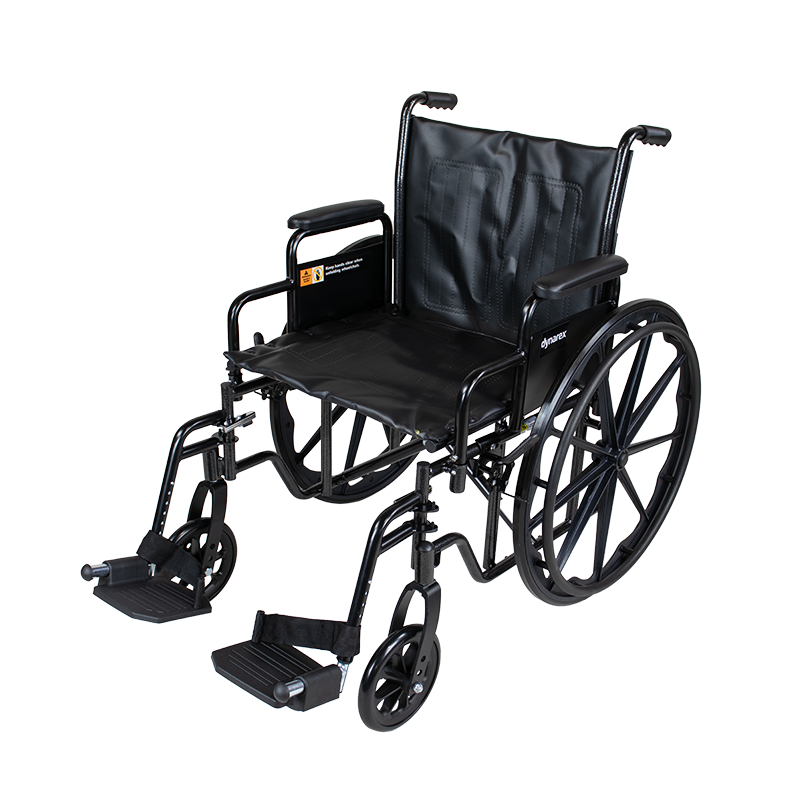 Dynarex S2 Wheelchair with Full Length Arm and Footrest ,8" Front 24" Back Wheels ,300 lbs Weight Capacity ,20" x 18" ,10225