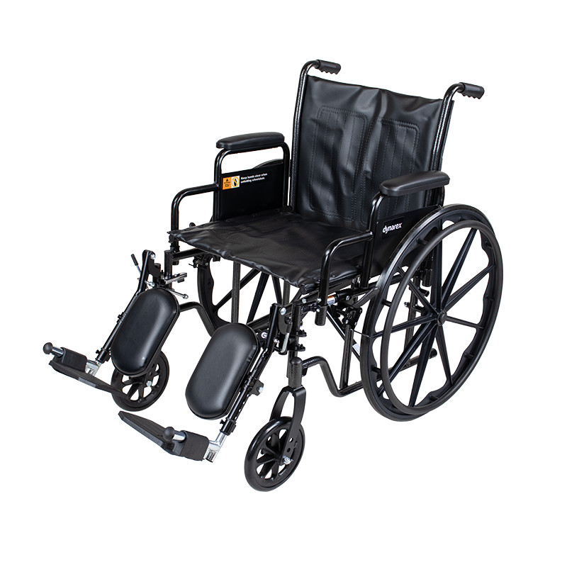 Dynarex DynaRide S2 Wheelchair with Detachable desk-length and Elevating Leg rest ,8" Front 24" Back Wheels ,300 lbs Weight Capacity ,20" x 18" ,10253