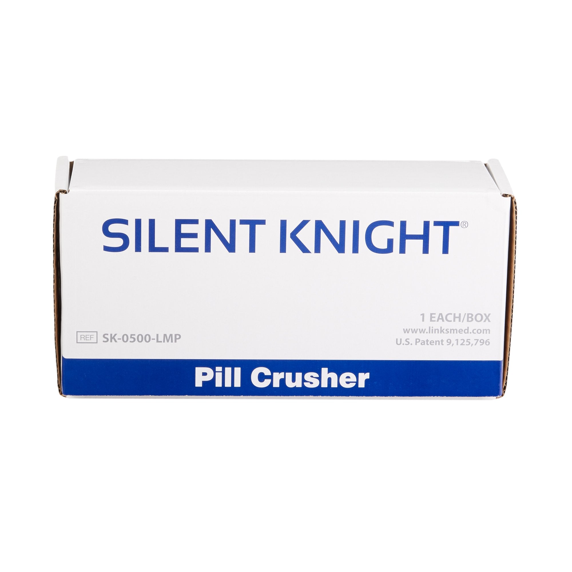 Pill Crusher Silent Knight Hand Operated Blue / White, Packaging Type- Each