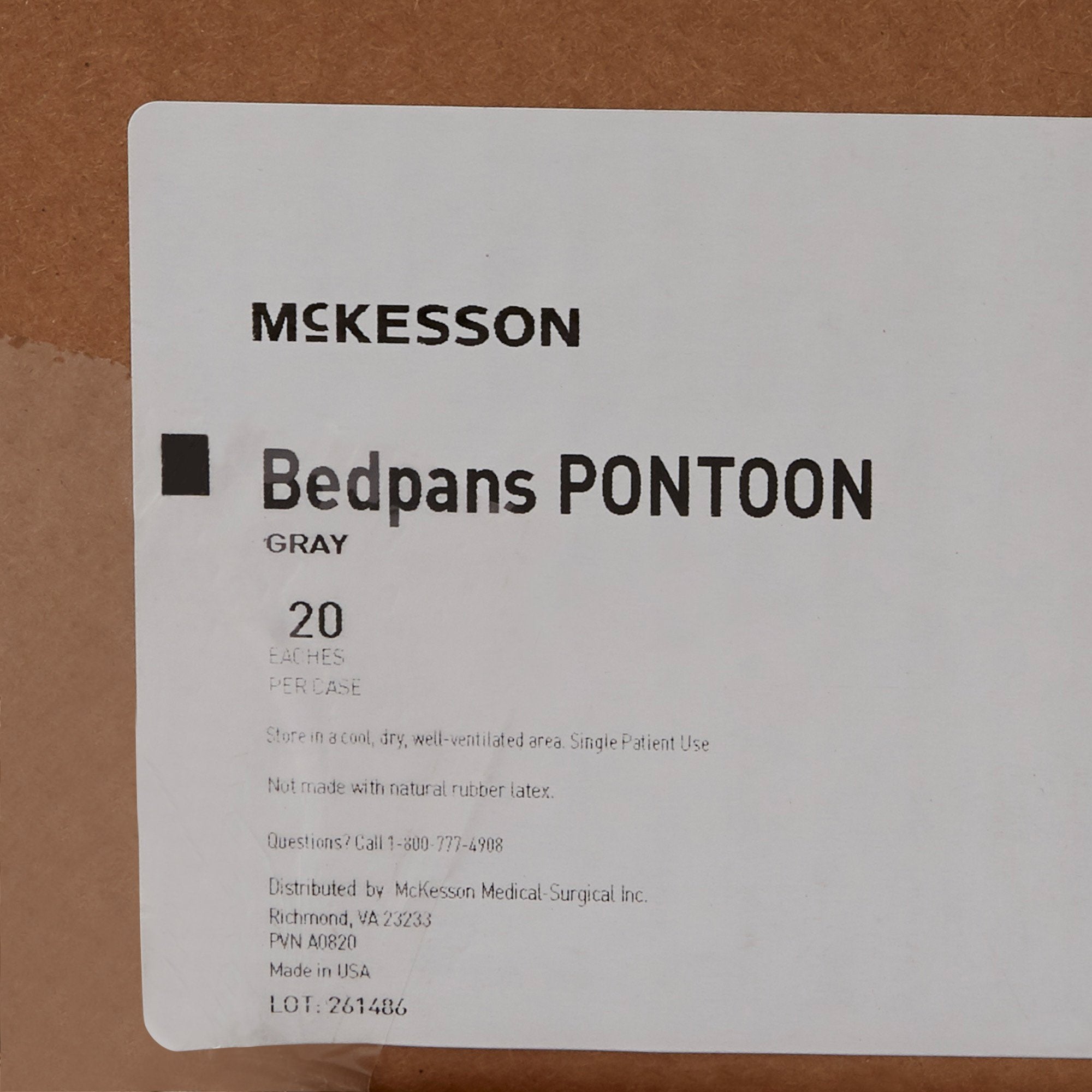 Pontoon Bedpan McKesson Graphite 2 Quart / 1893 mL, Packaging Type- Case