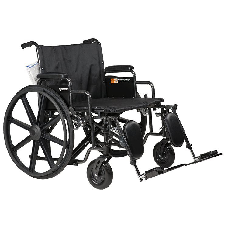 Dynarex Bari+Max HD Wheelchair with Elevating Leg rest ,24 inch Wheels ,600 pounds Weight Capacity ,28x20inch ,10291