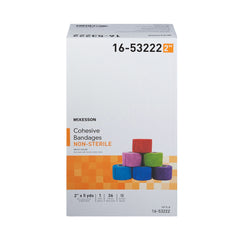 Cohesive Bandage McKesson 2 Inch X 5 Yard Self-adherent Closure Purple / Pink / Green / Light Blue / Royal Blue / Red NonSterile Standard Compression, Packaging Type- Case