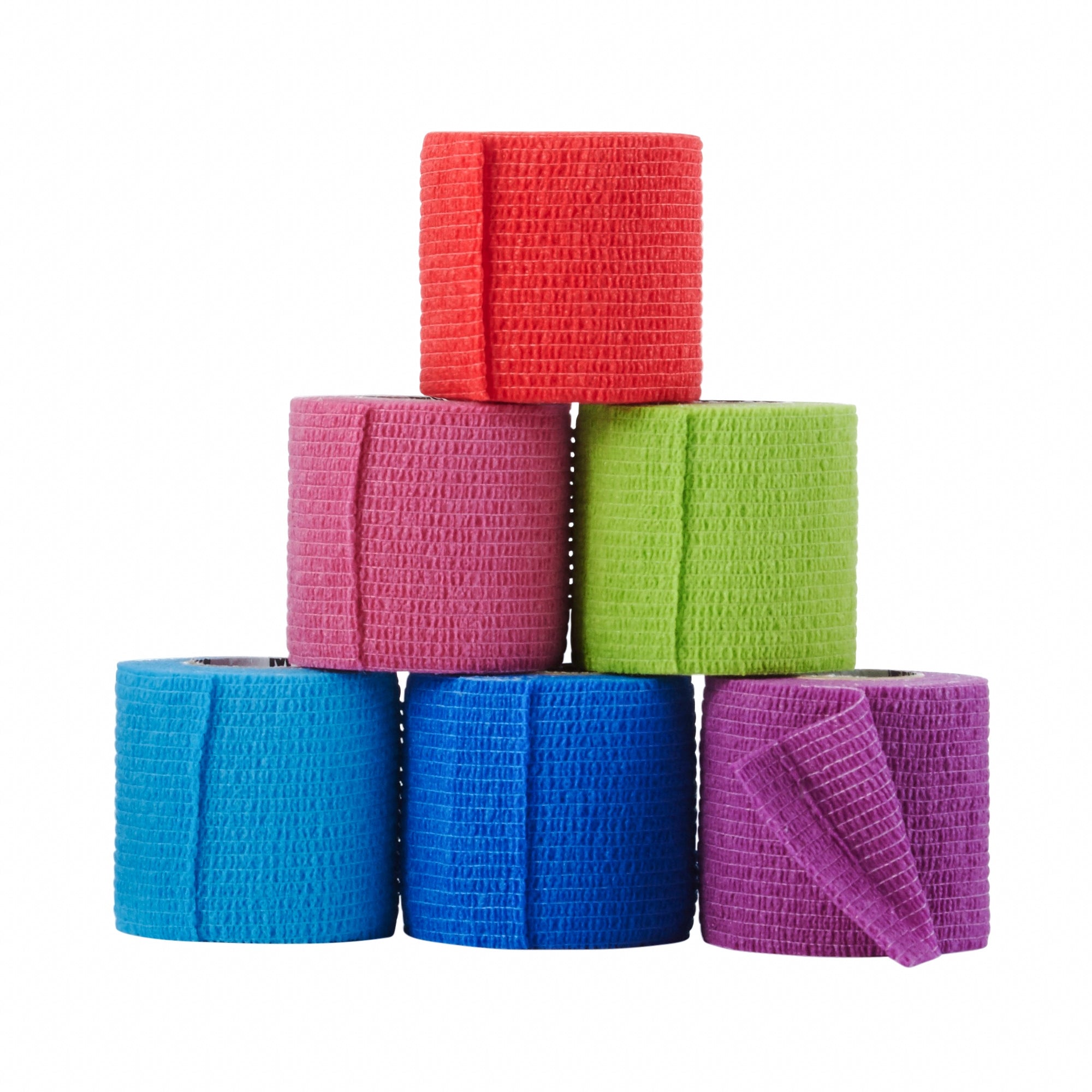 Cohesive Bandage McKesson 2 Inch X 5 Yard Self-adherent Closure Purple / Pink / Green / Light Blue / Royal Blue / Red NonSterile Standard Compression, Packaging Type- Case
