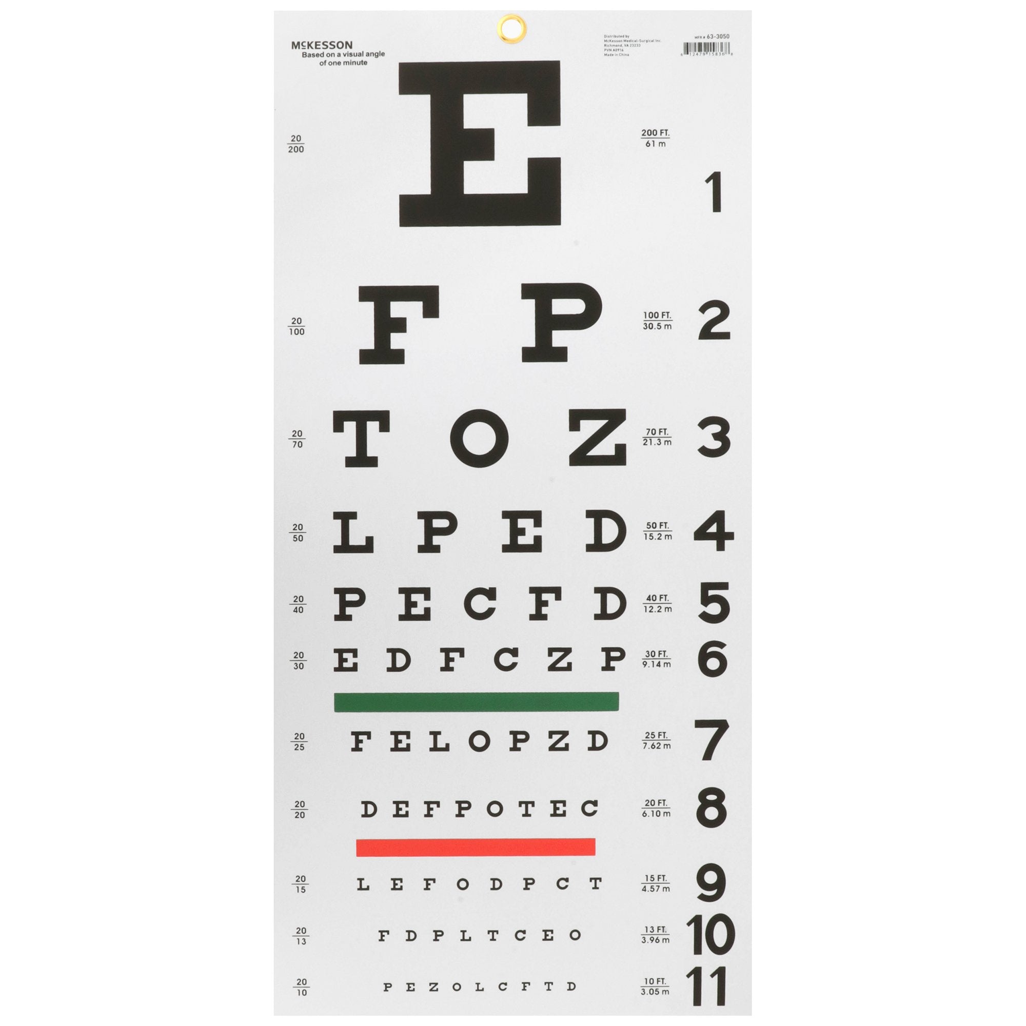 Eye Chart McKesson 20 Foot Distance Acuity Test, Packaging Type- Each