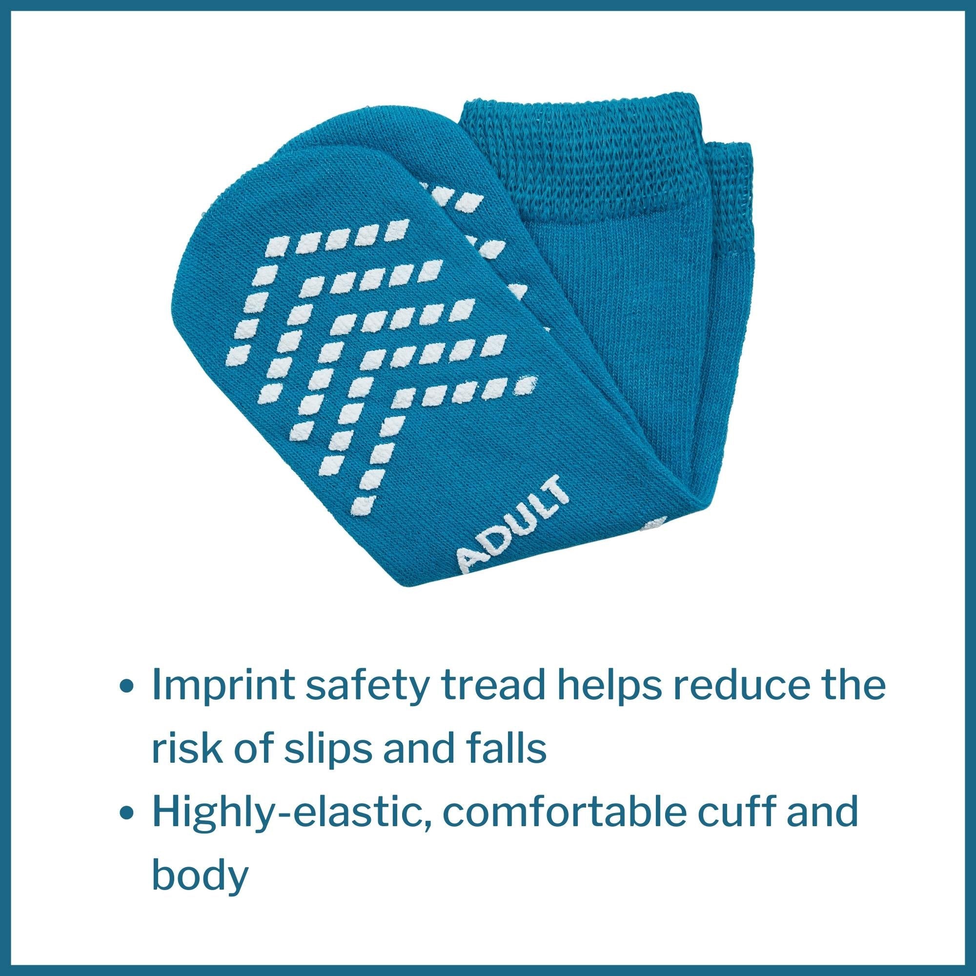 Slipper Socks McKesson Unisex Adult Large Single Tread Single Patient Use Teal, Packaging Type- Case