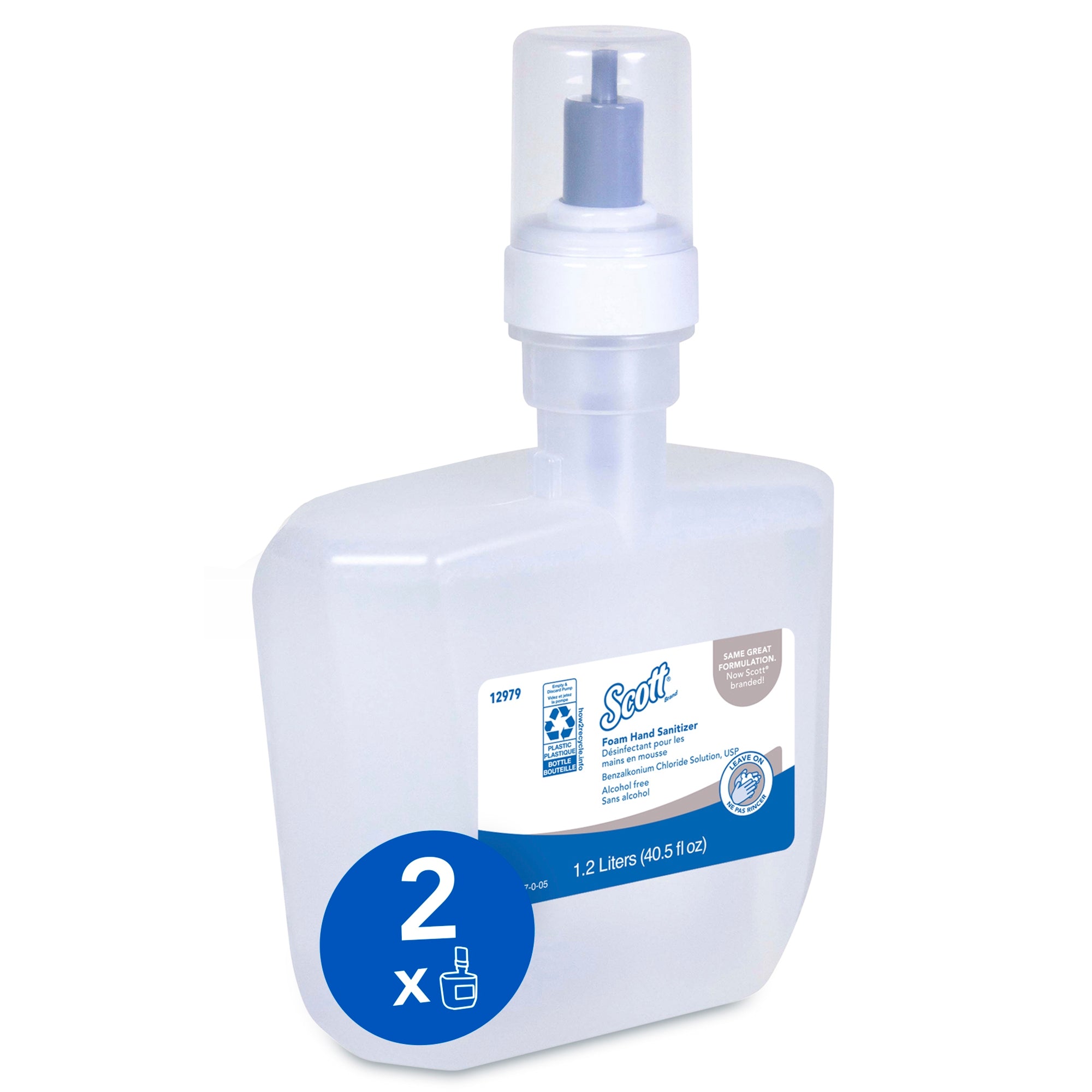 Alcohol-Free Hand Sanitizer Scott Essential 1,200 mL BZK (Benzalkonium Chloride) Foaming Dispenser Refill Bottle, Packaging Type- Case