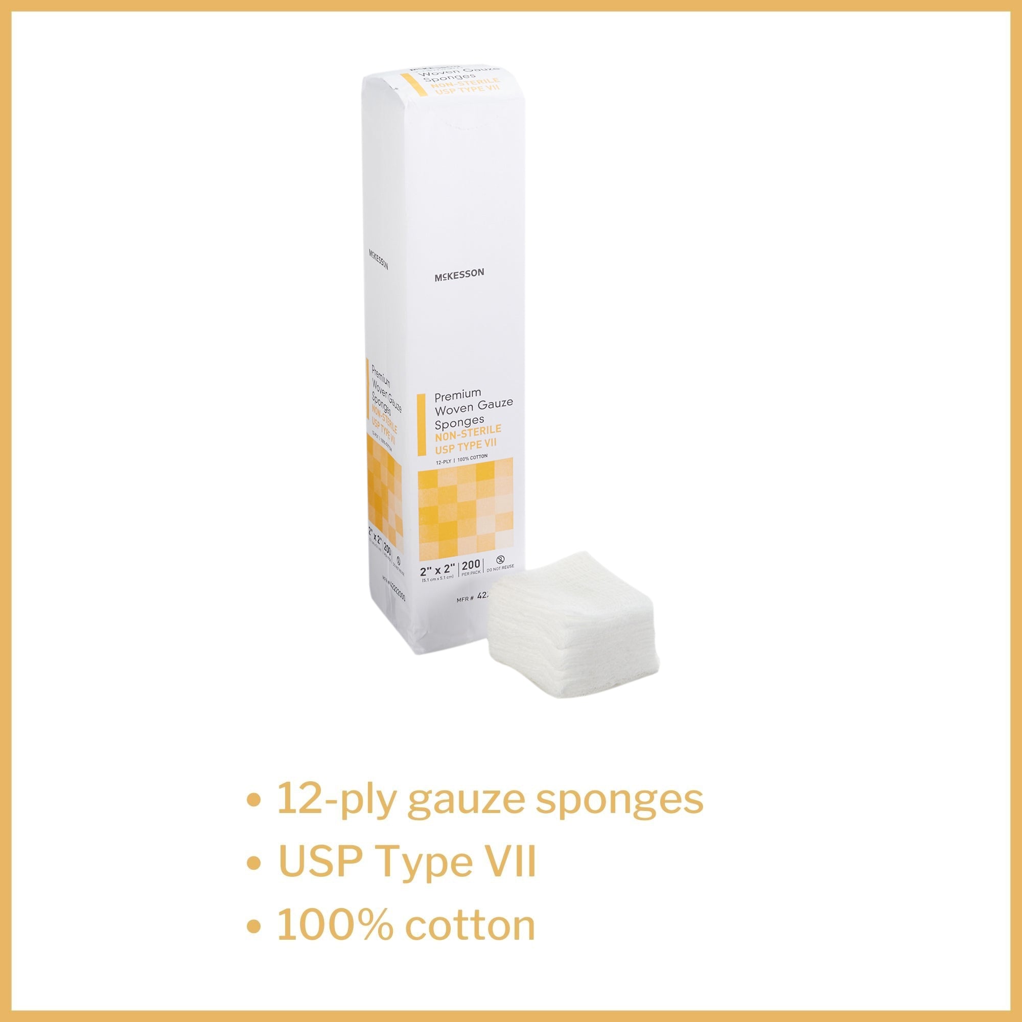 Gauze Sponge McKesson 2 X 2 Inch 12-Ply NonSterile 200 per Pack, Packaging Type- Case