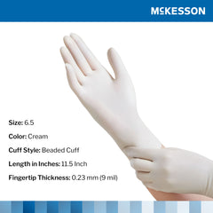 Surgical Glove McKesson Perry Size 6.5 Sterile Latex Standard Cuff Length Smooth Cream Not Chemo Approved | 4Box/Case