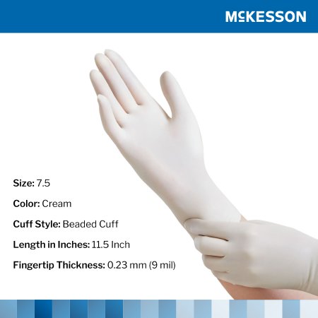 Surgical Glove McKesson Perry Performance Plus Size 7.5 Sterile Latex Standard Cuff Length Smooth Cream Chemo Tested,Packaging Type- Box
