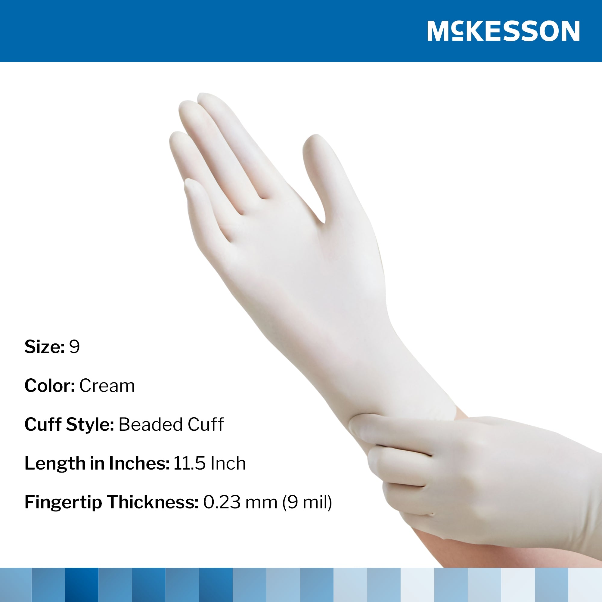 Surgical Glove McKesson Perry Size 9 Sterile Latex Standard Cuff Length Smooth Cream Not Chemo Approved