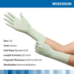 Surgical Glove McKesson Perry Performance Plus Size 5.5 Sterile Polyisoprene Standard Cuff Length Smooth Green Chemo Tested | 4Box/Case