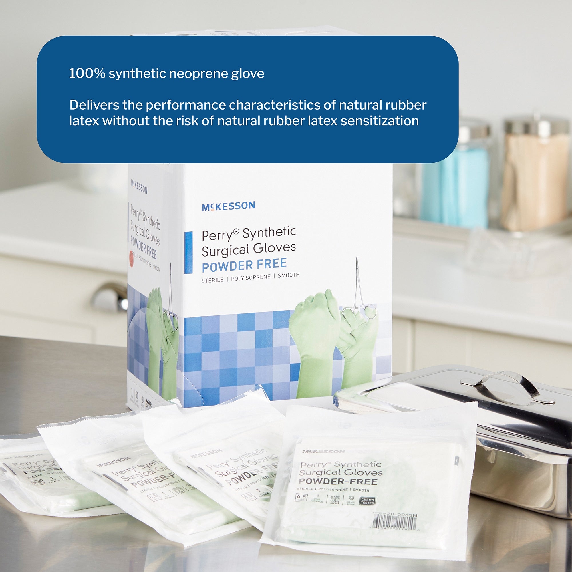 surgical glove mckesson perry performance plus size 6 5 sterile polyisoprene standard cuff length smooth green chemo tested packaging type box