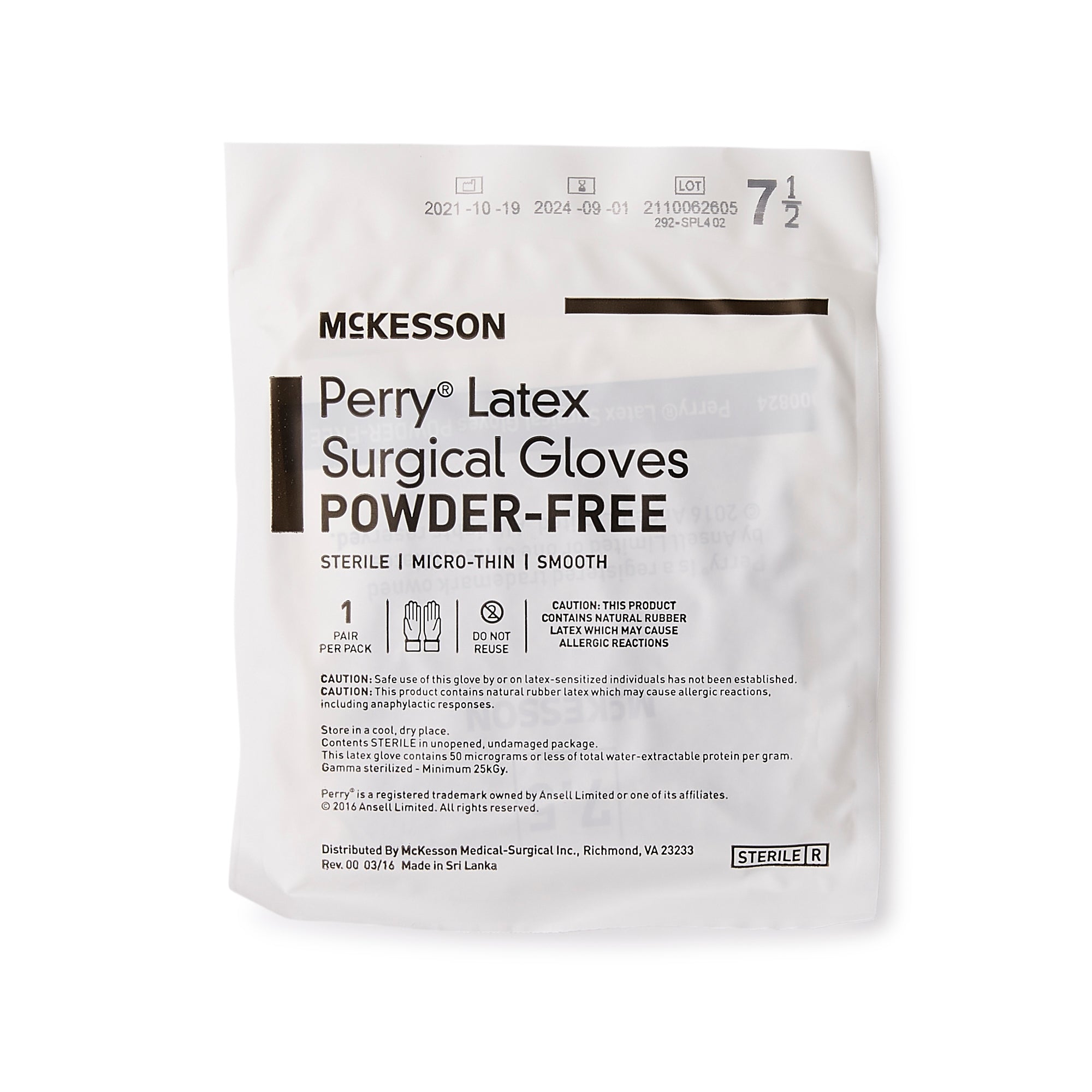 Surgical Glove McKesson Perry Size 7.5 Sterile Latex Standard Cuff Length Smooth Brown Not Chemo Approved | 4Box/Case