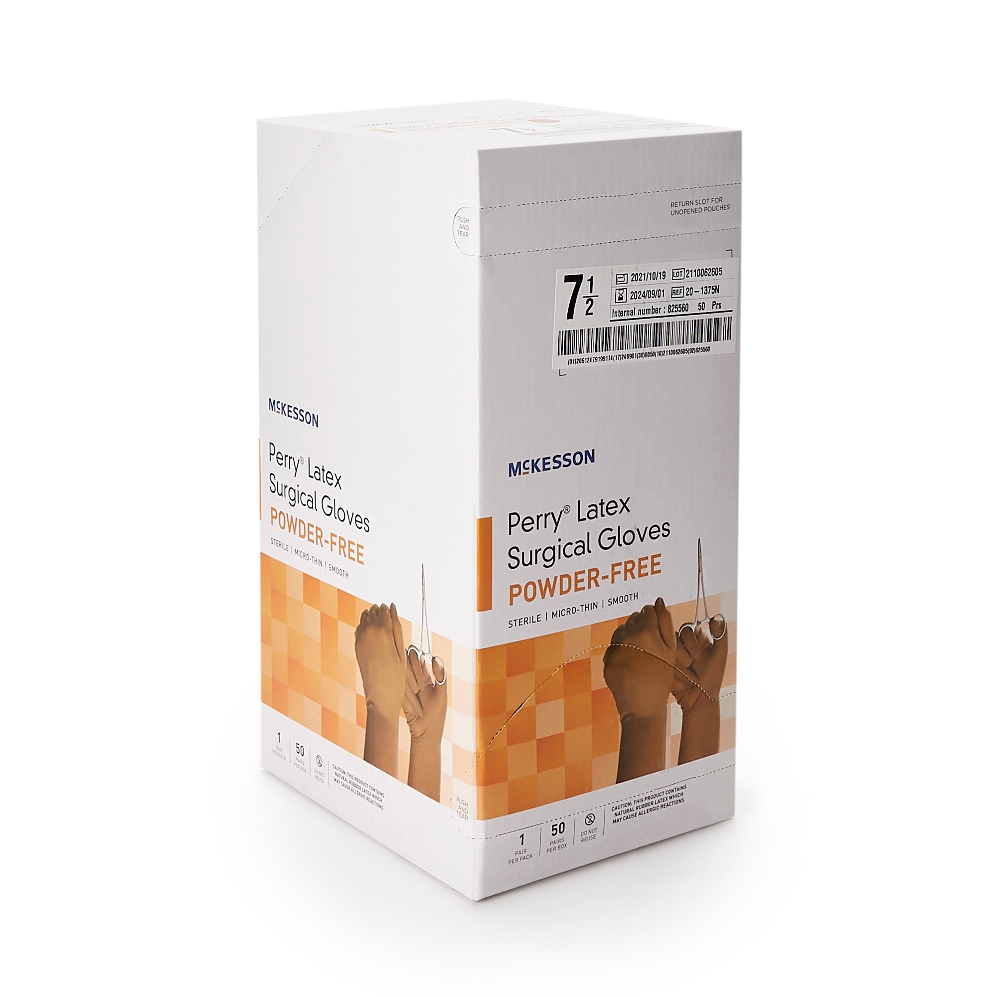 Surgical Glove McKesson Perry Size 7.5 Sterile Latex Standard Cuff Length Smooth Brown Not Chemo Approved | 4Box/Case