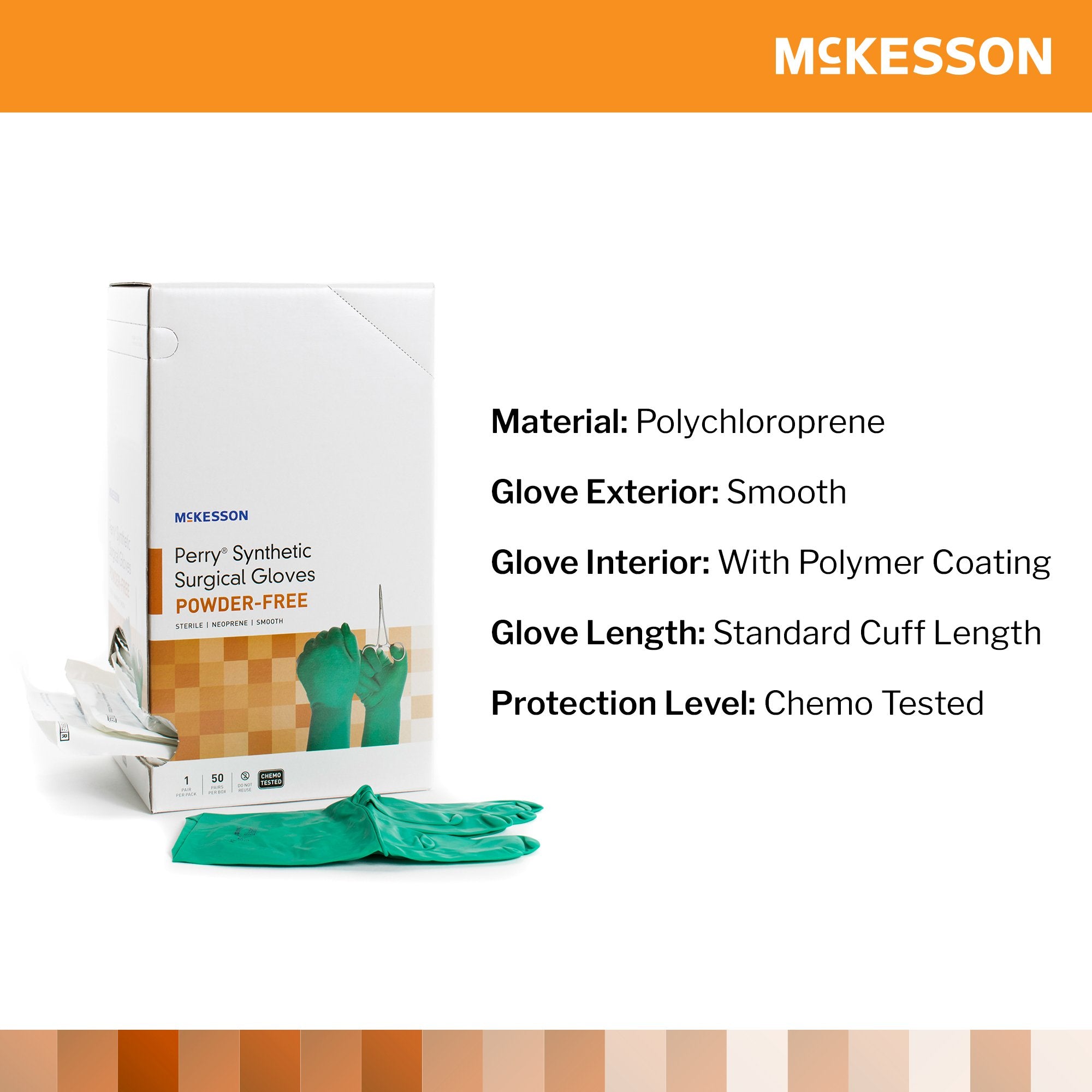 Surgical Glove McKesson Perry Performance Plus Size 7 Sterile Polychloroprene Standard Cuff Length Smooth Dark Green Chemo Tested,Packaging Type- Box