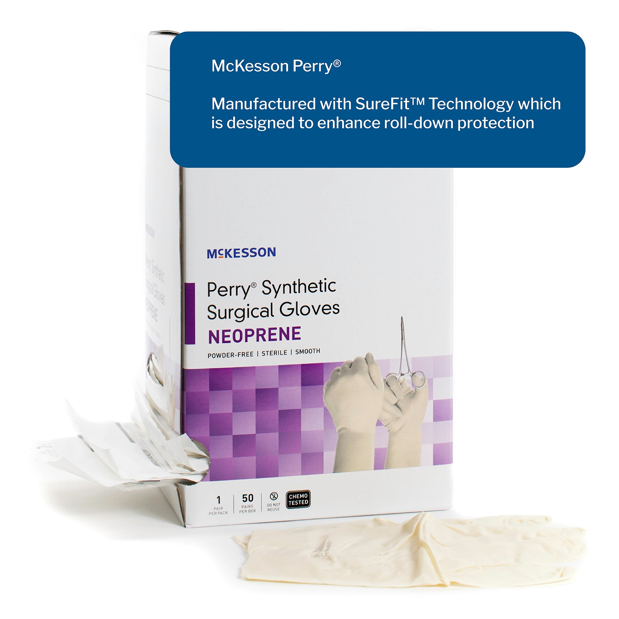 Surgical Glove McKesson Perry Synthetic Surgical Gloves Size 6.5 Sterile Polychloroprene Standard Cuff Length Smooth Cream Chemo Tested, Packaging Type- Case