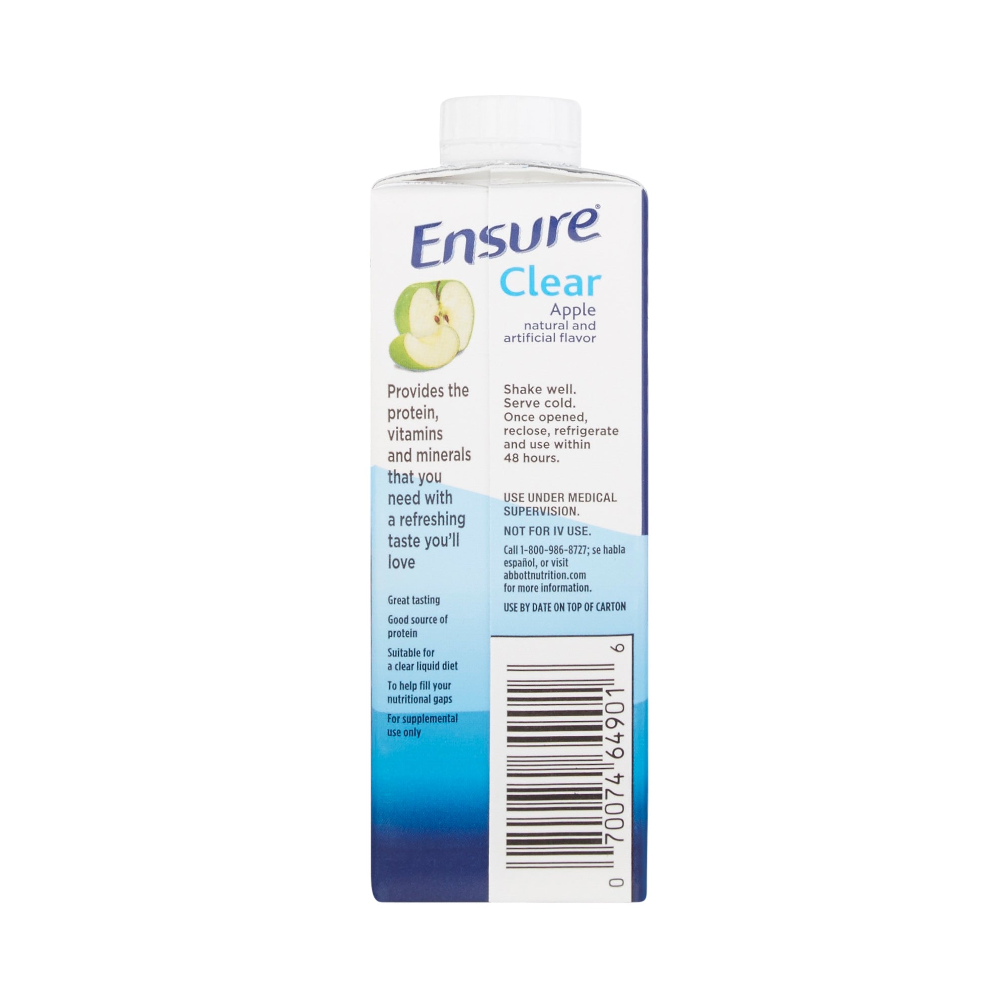 Oral Supplement Ensure Clear Therapeutic Nutrition Apple Flavor Liquid 8 oz. Reclosable Carton | 24/Case)