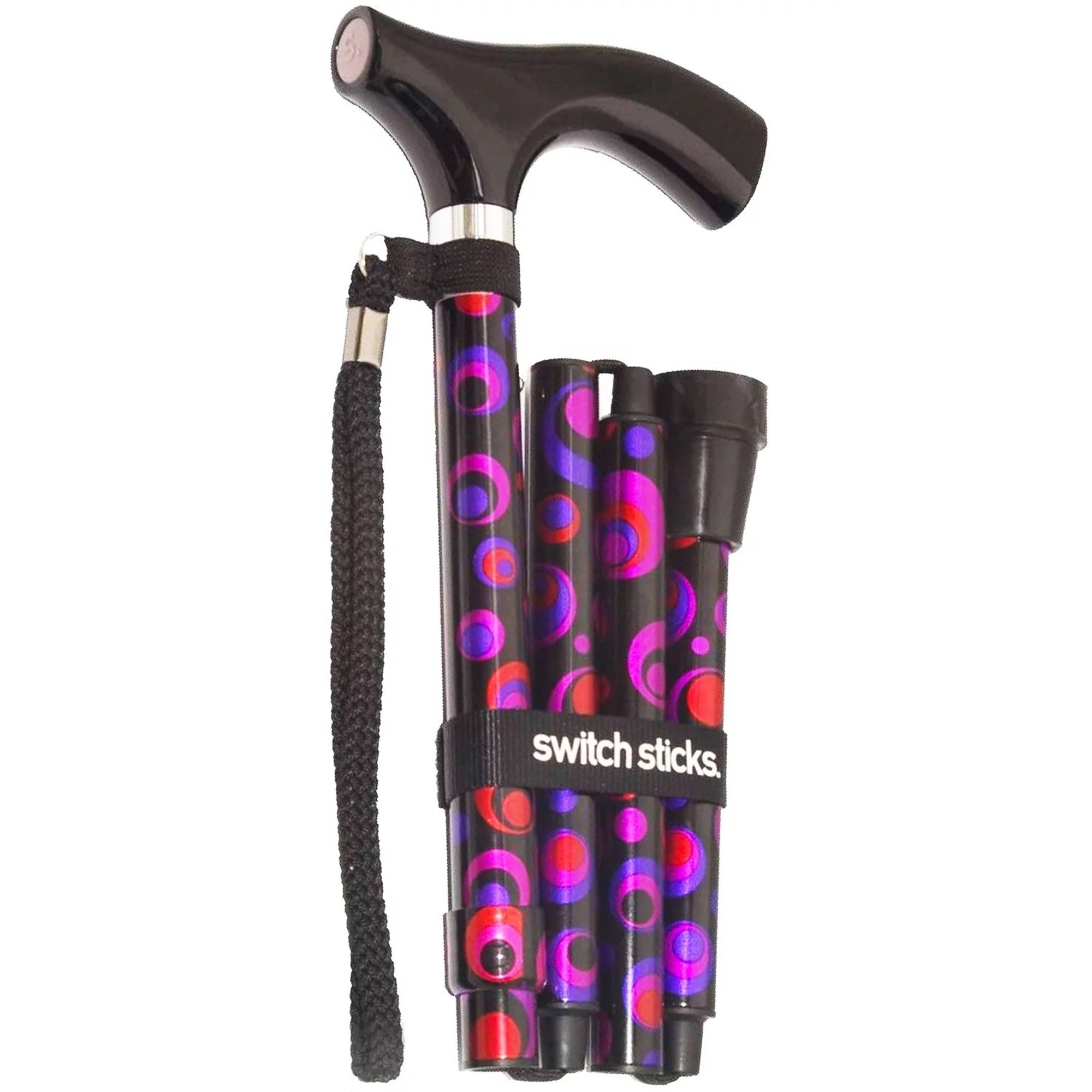 Folding Cane Switch Sticks Aluminum 32 to 37 Inch Height Circle Print,Packaging Type- Each