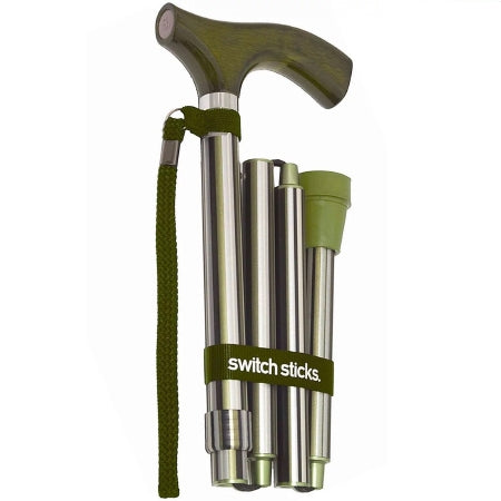 Folding Cane Switch Sticks Aluminum 32 to 37 Inch Height Huntington Print,Packaging Type- Each