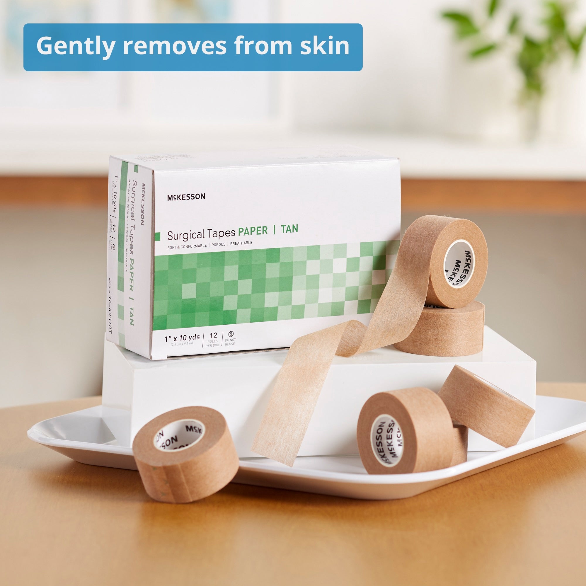 Medical Tape McKesson Tan 1 Inch X 10 Yard Paper NonSterile, Packaging Type- Case