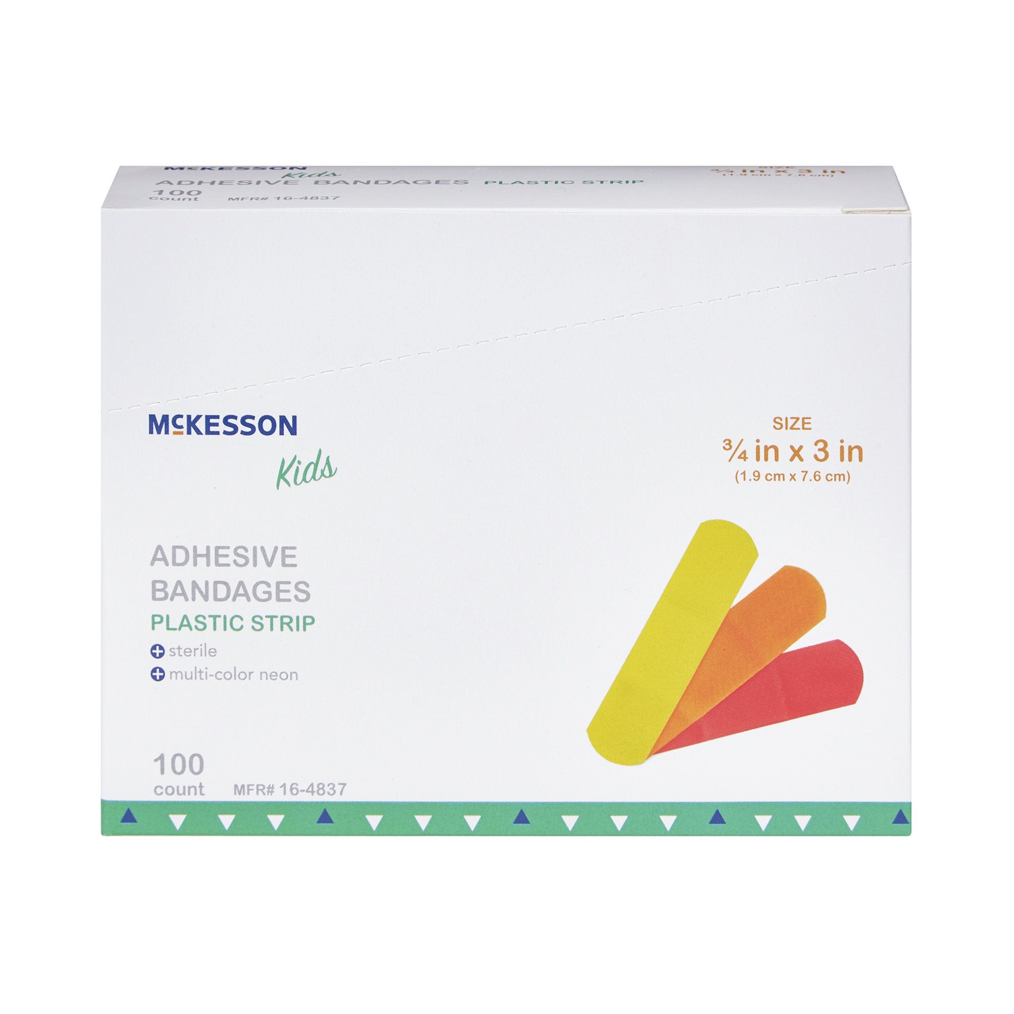 Adhesive Strip McKesson Kids 3/4 X 3 Inch Plastic Rectangle Neon Sterile, Packaging Type- Case
