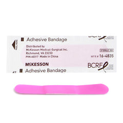 Adhesive Strip McKesson 3/4 X 3 Inch Plastic Rectangle Pink Sterile, Packaging Type- Case