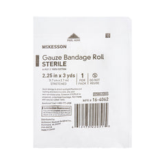 Fluff Bandage Roll McKesson 2-1/4 Inch X 3 Yard 6-Ply Sterile 1 per Pouch, Packaging Type- Case