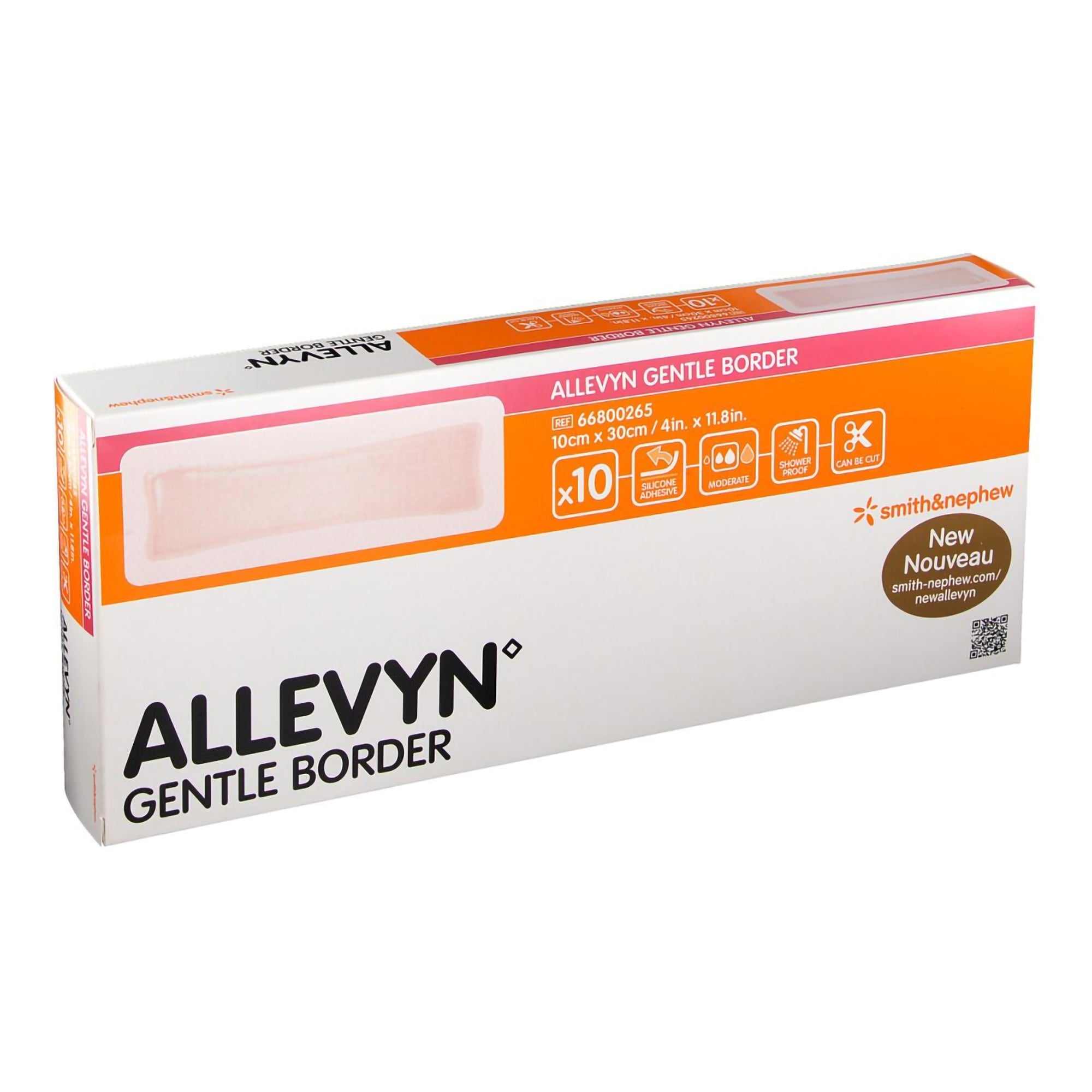 Foam Dressing Allevyn Gentle Border 4 X 10Inch With Border Film Backing Silicone Gel Adhesive Rectangle Sterile,Packaging Type-1 box