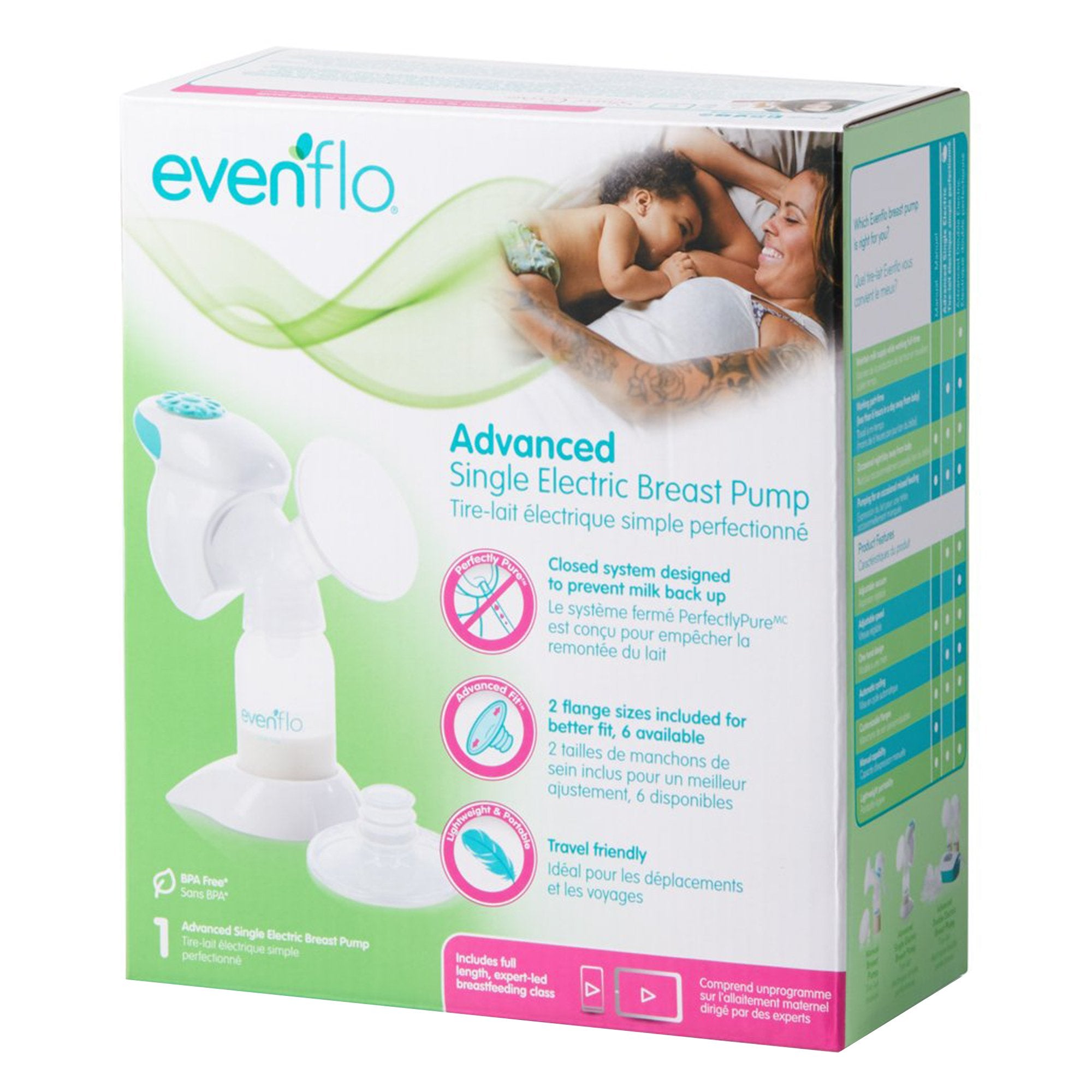 single electric breast pump evenflo advanced packaging type case
